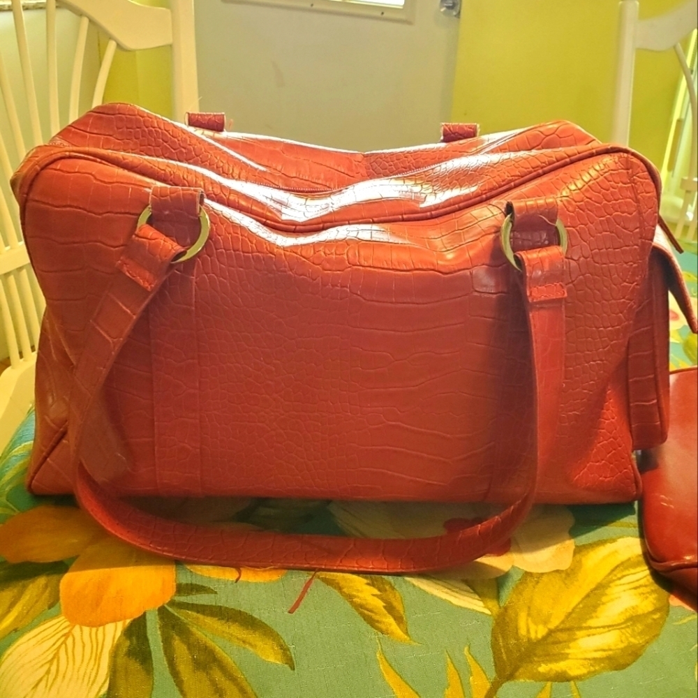 Duffle Style Faux leather Red
